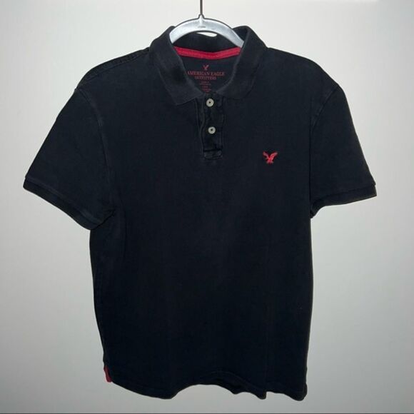 American Eagle Outfitters Black and Red Classic Fit Polo Shirt‎ - Picture 1 of 4